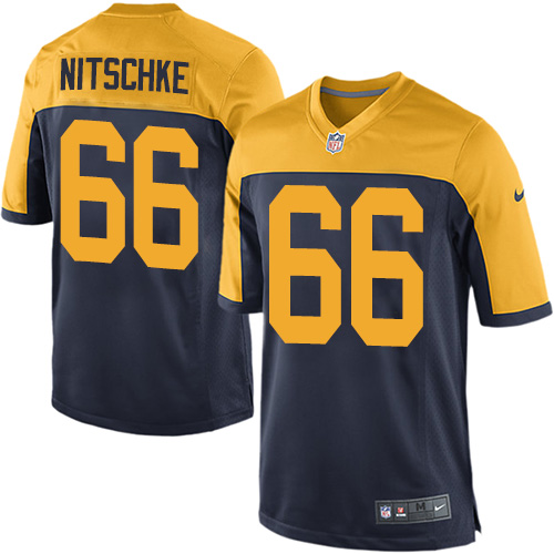 Men's Game Ray Nitschke Nike Jersey Navy Blue Alternate - #66 NFL Green Bay Packers